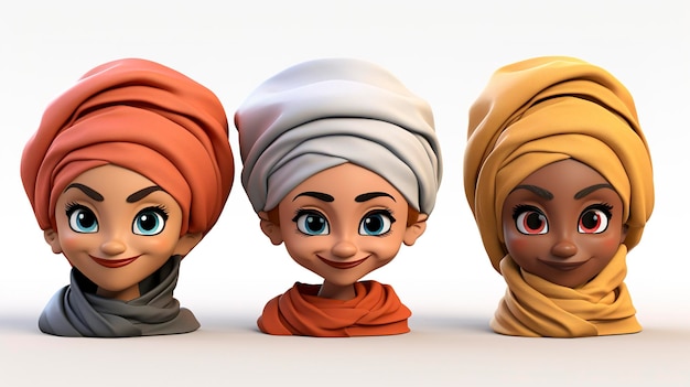 Photo personnages stylés turbans joli visage