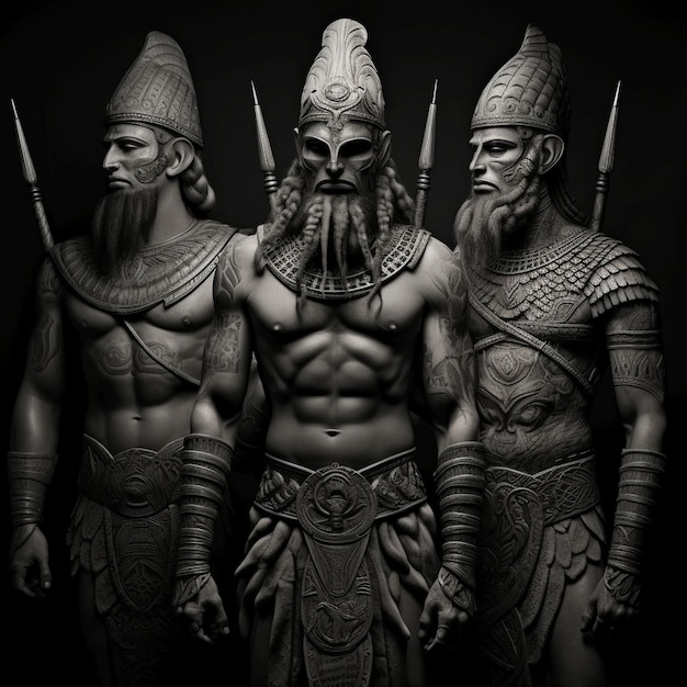 Des personnages sumériens et mésopotamiens, des dieux et des rois.