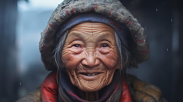 personne âgée de Chine sourire visage