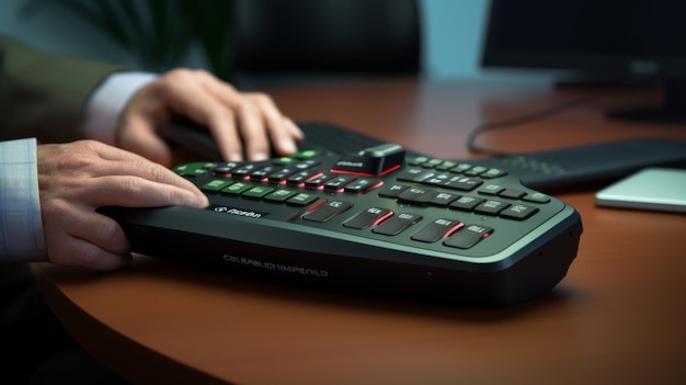 Une personne assise à un bureau utilisant une calculatrice pour les calculs