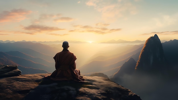 une personne assise sur un rocher regardant les montagnes