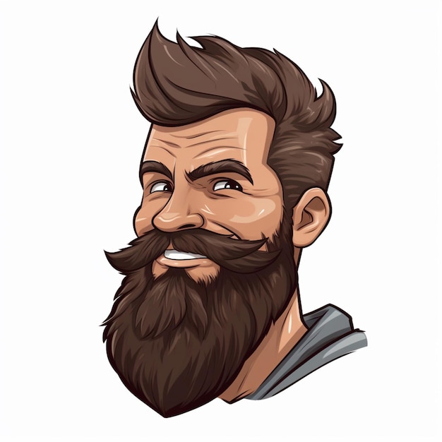 Photo personne barbe 2d dessin animé illustraton sur fond blanc salut