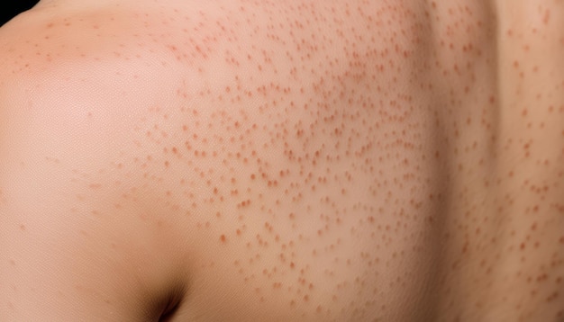 Une personne avec beaucoup de taches de rousseur sur le dos