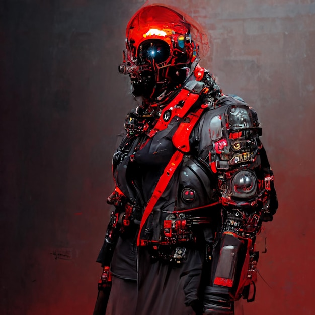 Une personne avec un casque et un casque qui dit "cyberpunk" dessus