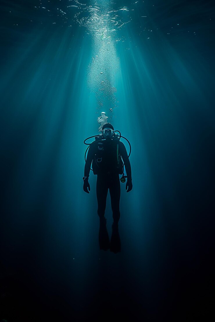 Photo une personne en combinaison de plongée nage sous l'eau.