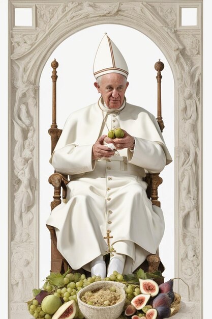 en personne en costume de pape mangeant des figues en été