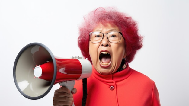 Photo une personne criant en colère avec un mégaphone