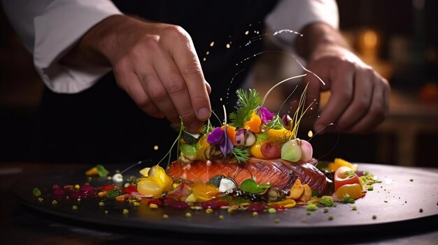 Photo une personne cuisinant de la nourriture sur une casserole