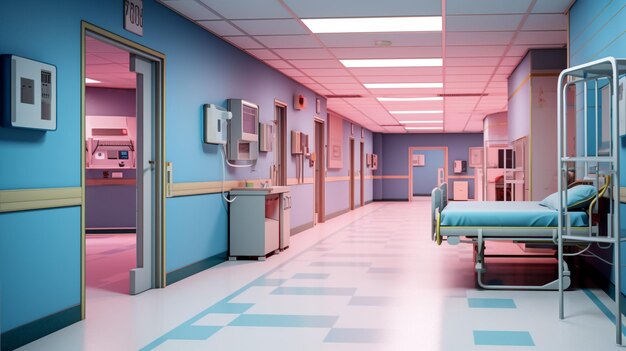 Photo personne dans un lit d'hôpital dans une salle clinique sur un plancher moderne avec un lit confortable, un moniteur, un équipement médical, une technologie utilisée pour le traitement des maladies, des maladies, de la chirurgie, de la récupération des blessures.