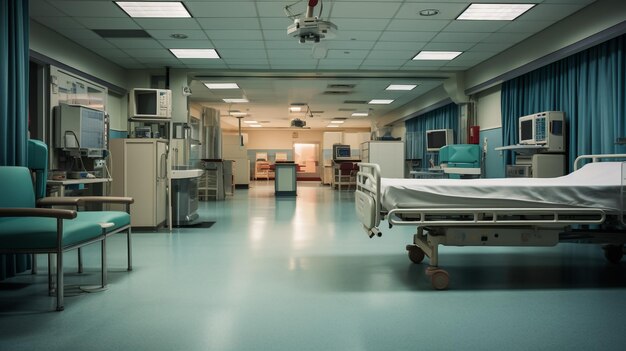 Photo personne dans un lit d'hôpital dans une salle clinique sur un plancher moderne avec un lit confortable, un moniteur, un équipement médical, une technologie utilisée pour le traitement des maladies, des maladies, de la chirurgie, de la récupération des blessures.