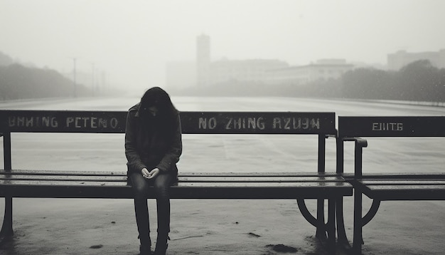 Photo une personne déprimée et solitaire en bleu lundi