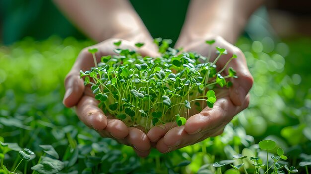 Personne détenant des microgreens IA générative