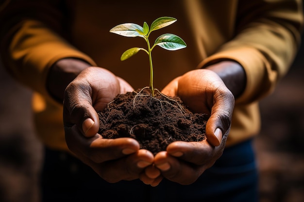 Personne détenant une plante ou un semis