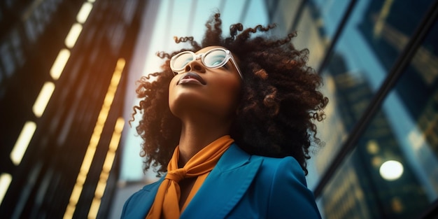 Personne femme joli portrait modèle heureux beauté souriant extérieur africain jeune attrayant noir été femme cheveux à la mode adulte lunettes de soleil style de vie afro