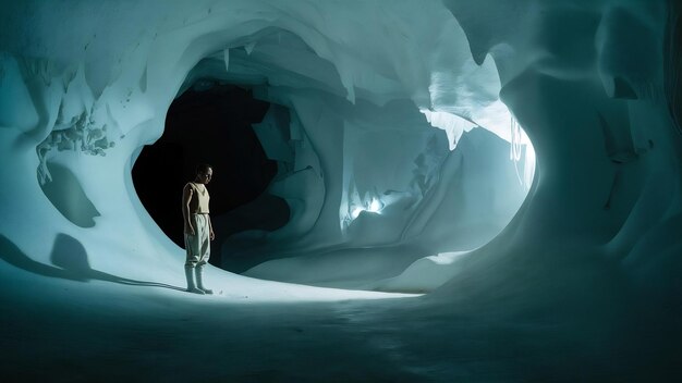 Personne sur la grotte blanche