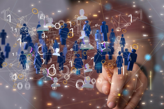 Personne indiquant le concept de gestion des ressources humaines et de recrutement