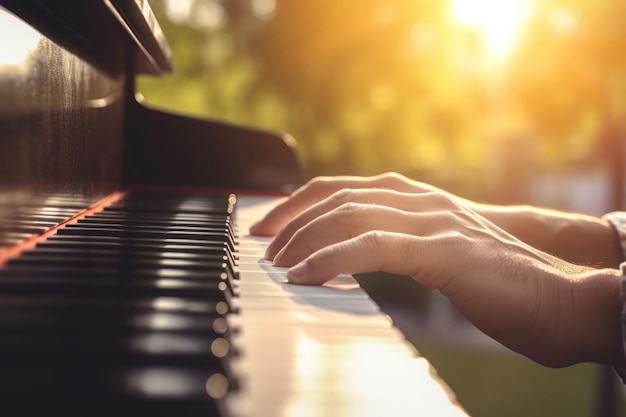 Personne jouant du piano le matin Compétences en concert Générer Ai