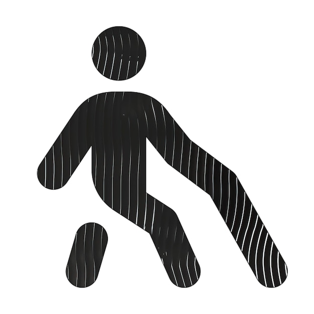 Photo personne marchant avec l'icône de la canne lignes noires et blanches texture