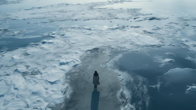 une personne marchant sur la plage arctique nord près de kokkolu ai générée