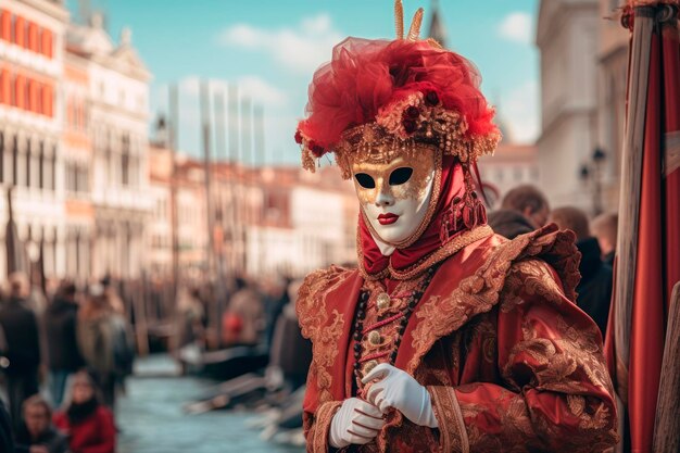 Personne avec un masque de carnaval de Venise