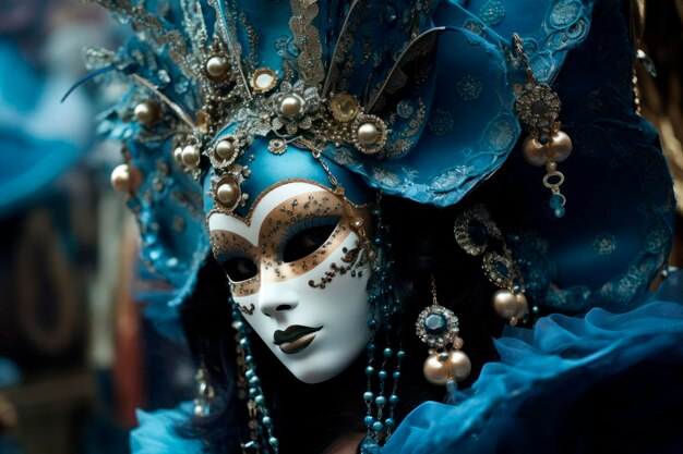 Personne avec un masque de carnaval de Venise