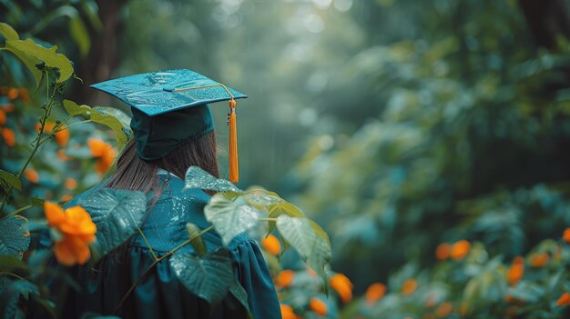 Personne portant une casquette et une robe de graduation