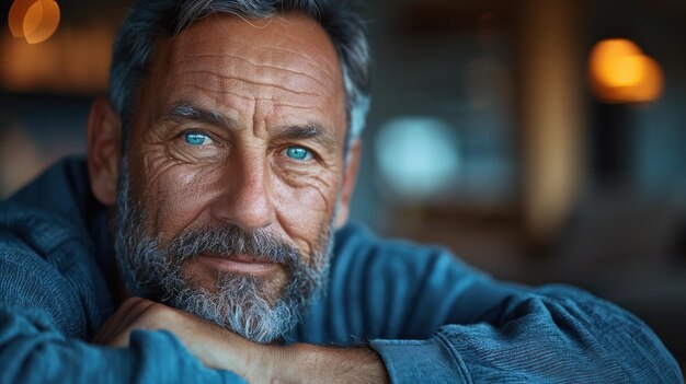 Une personne portant une chemise bleue en gros plan