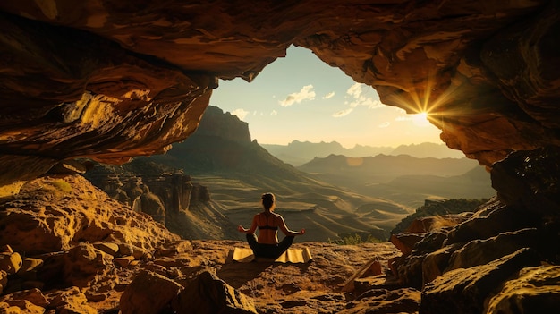 Photo une personne pratiquant le yoga dans un endroit inhabituel pendant un voyage