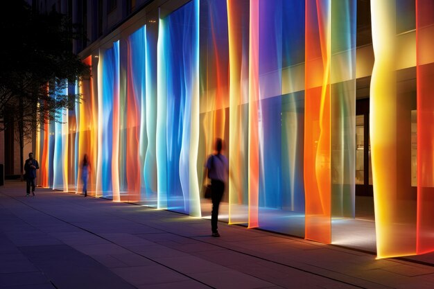 Personne qui marche dans la rue installation colorée Belle image d'illustration Generative AI