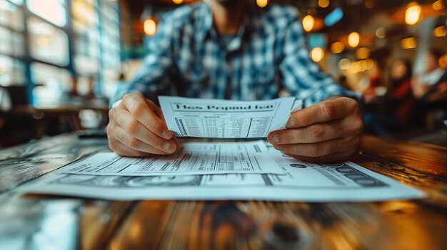 Photo une personne qui remet un papier peint financier