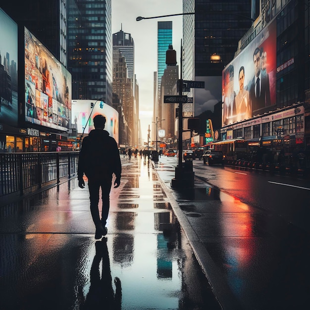 Une personne qui se promène à New York.