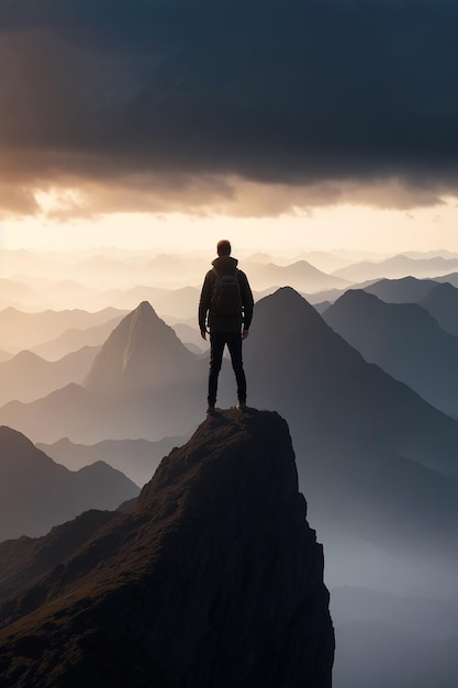 Personne en randonnée en montagne