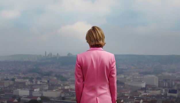 personne regardant la ville femme regardant la city IA générative