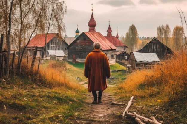 Personne russe ancien village Générer Ai