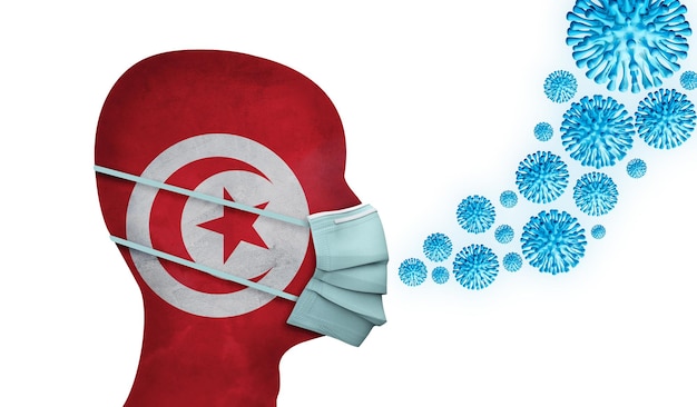 Personne de la santé tunisienne avec masque de protection d rendu