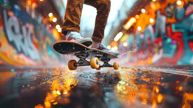 Photo une personne sautant en skateboard en l'air