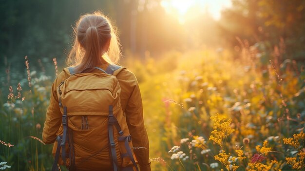 Photo une personne se déconnectant et profitant de la nature sans appareils générés par l'ia