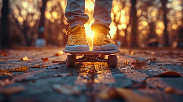 Une personne sur un skateboard dans la rue