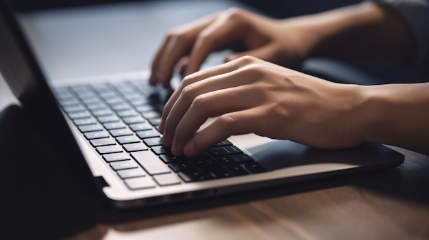 Une personne tapant sur un clavier d'ordinateur portable.