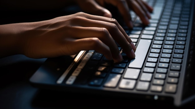 Une personne tapant sur un clavier d'ordinateur portable.