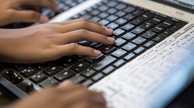 Photo une personne tapant sur un clavier d'ordinateur