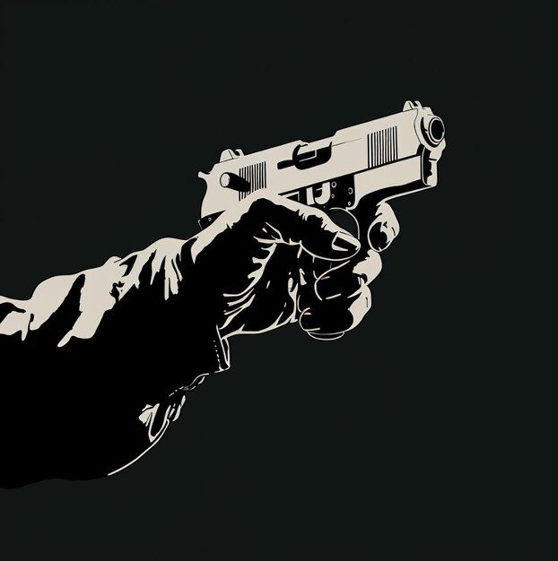 une personne tenant une arme à feu qui dit « arme à feu » dans le noir.