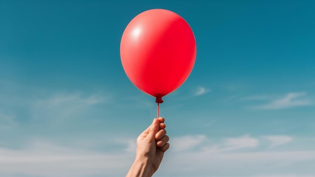 Photo personne tenant un ballon rouge avec un fil