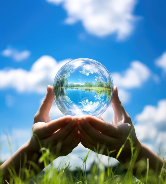 Une personne tenant une boule de cristal dans ses mains et regardant vers l'avenir