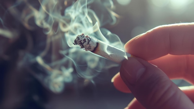 Personne tenant une cigarette à la main