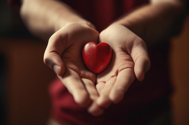 Une personne tenant un coeur rouge dans ses mains Journée mondiale du donneur de sang