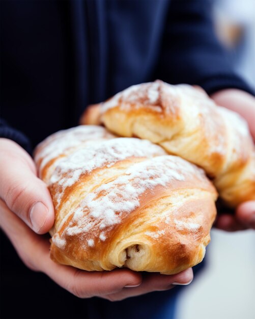 Photo personne tenant un gâteau sucré généré par l'ia