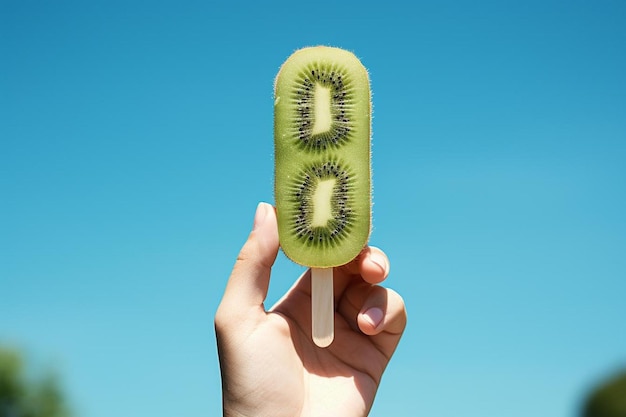 Photo une personne tenant une glace au kiwi rafraîchissante par une chaude journée d'été