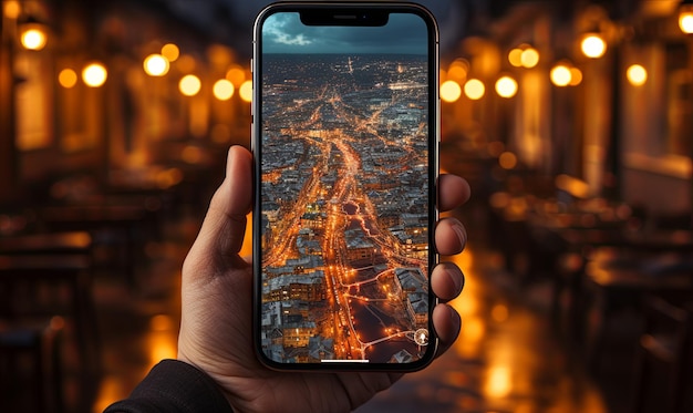 Personne tenant un iPhone à la main