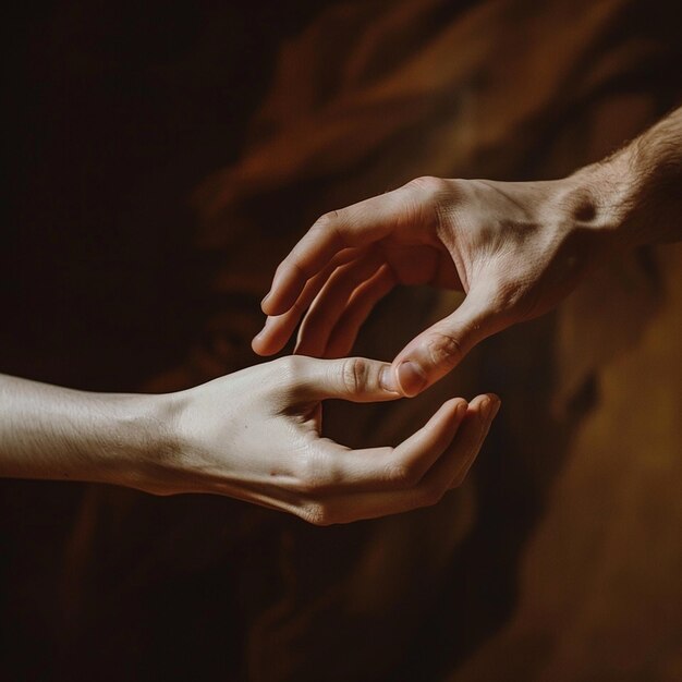 Photo une personne tenant les mains avec une personne tenue en l'air